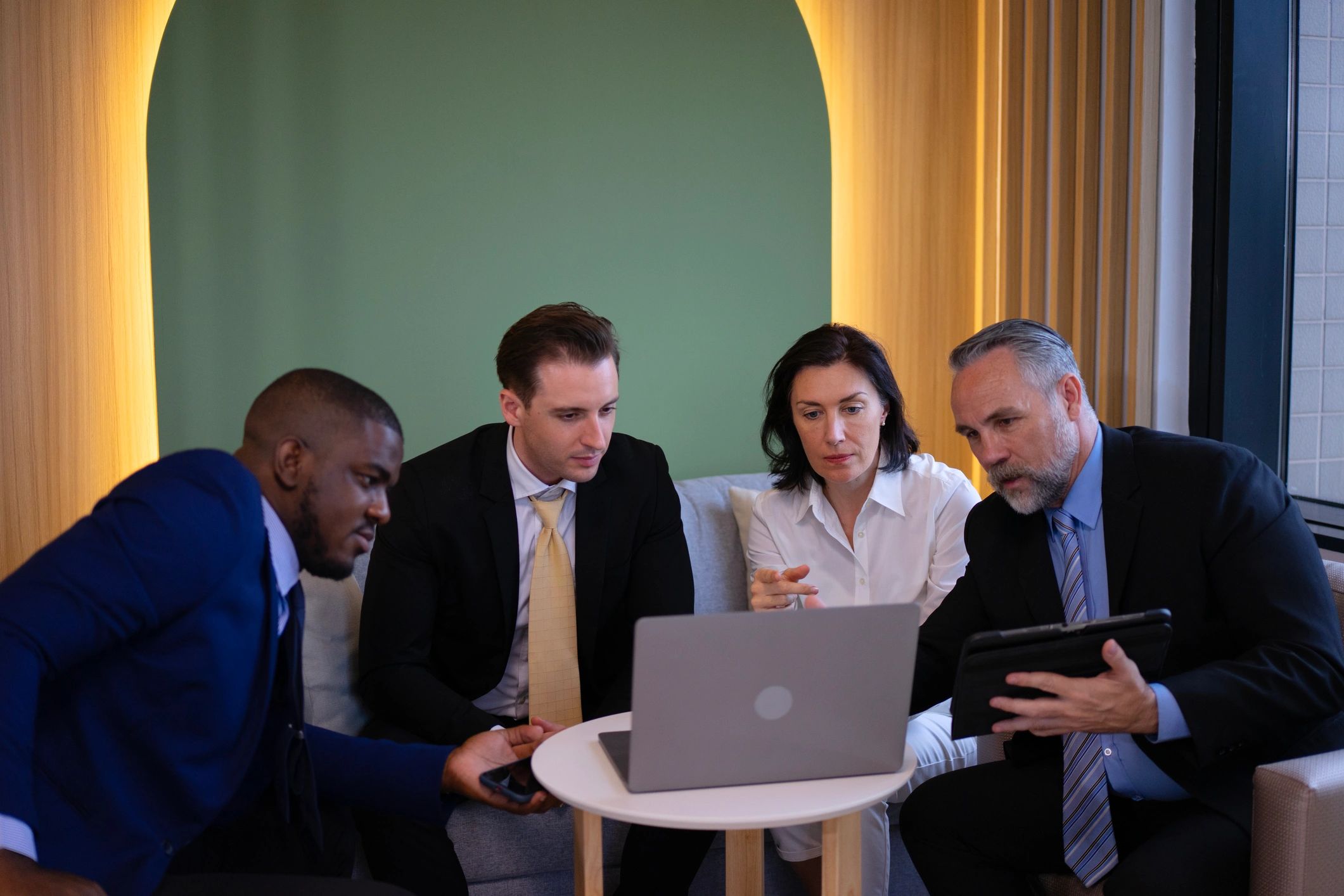 Consulting team meeting in an office